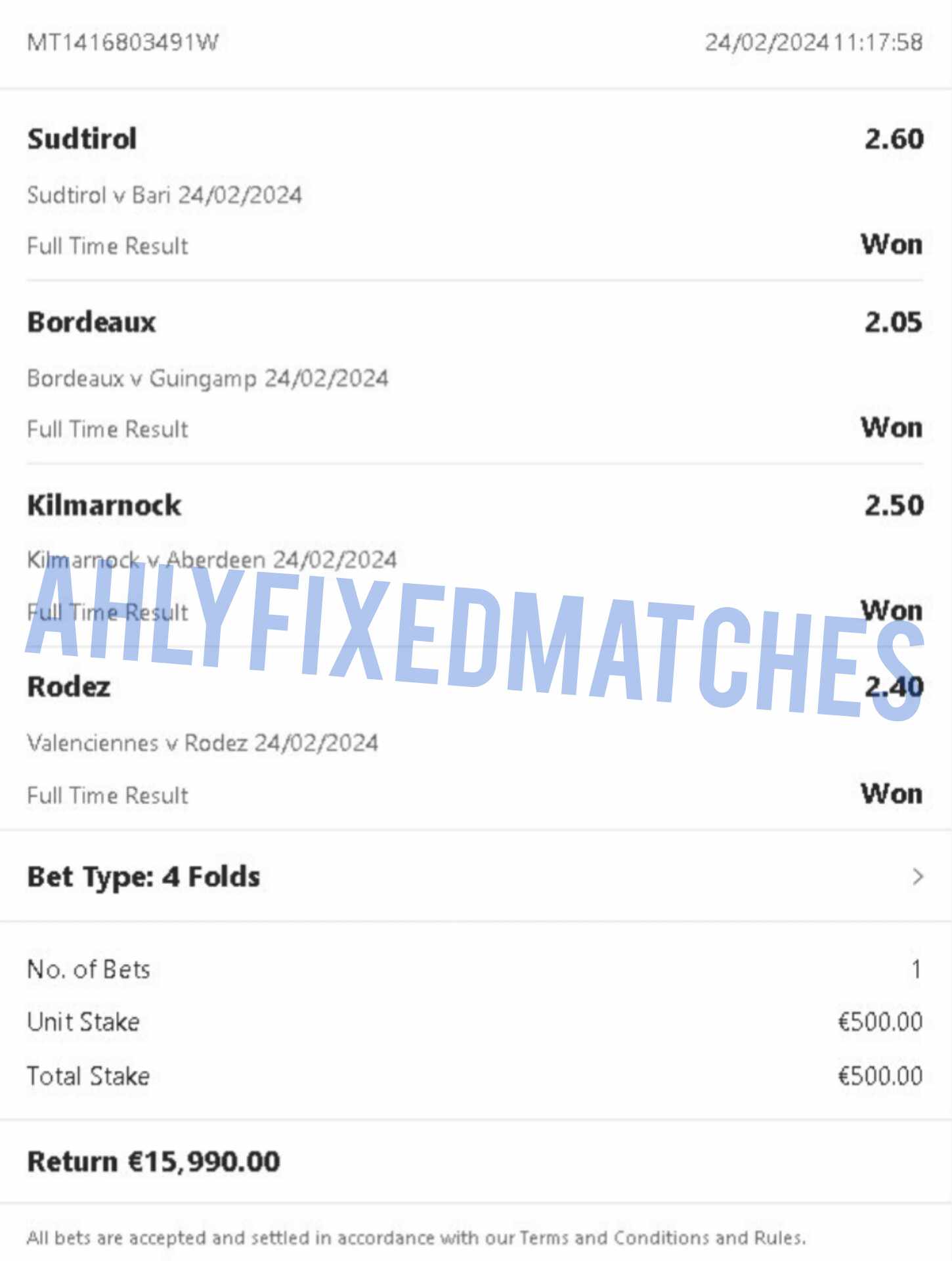 today ticket fixed matches